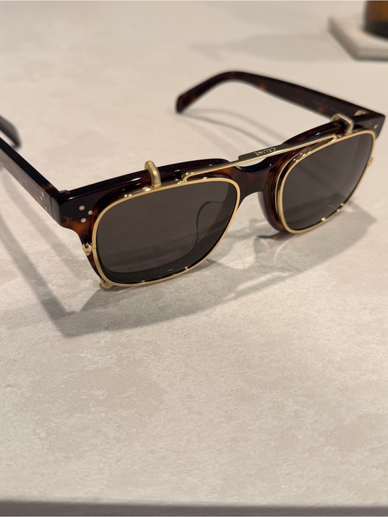 Celine Accessories - New Celine Tortoise and Gold Clip on Sunglasses
